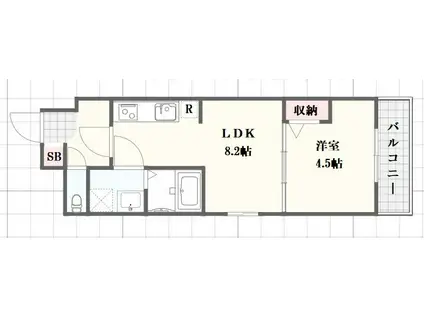 アーバンコート加古川(1LDK/2階)の間取り写真