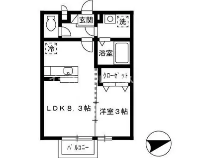 メゾン・ド・ルーラルII(1LDK/2階)の間取り写真