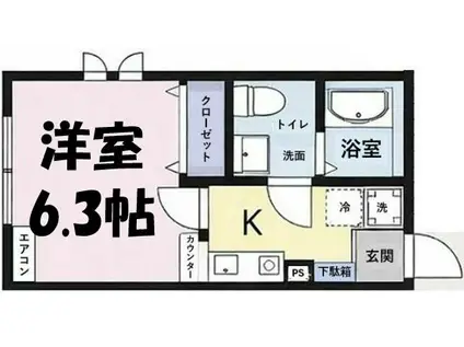 AMSSVIE(1K/2階)の間取り写真