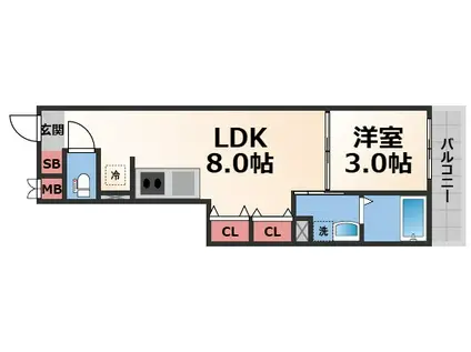 S-MOVE緑橋II(1LDK/4階)の間取り写真