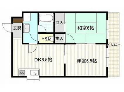 コーポ寺岡(2DK/3階)の間取り写真