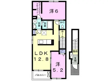 ファミーユ 川南(2LDK/2階)の間取り写真
