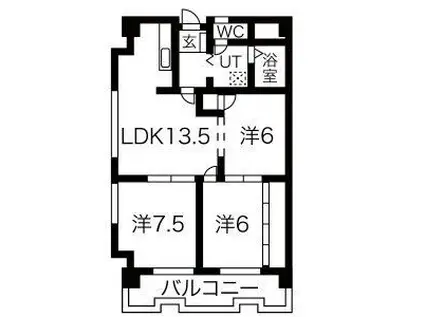 ルミエールI(2LDK/2階)の間取り写真