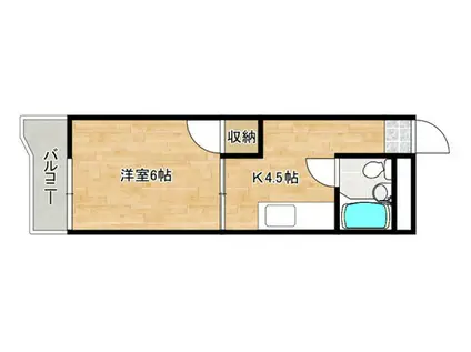 コーポこだま(1K/4階)の間取り写真