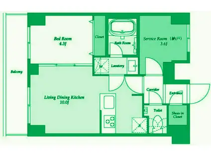 オーガスタレジデンス大森(2LDK/9階)の間取り写真