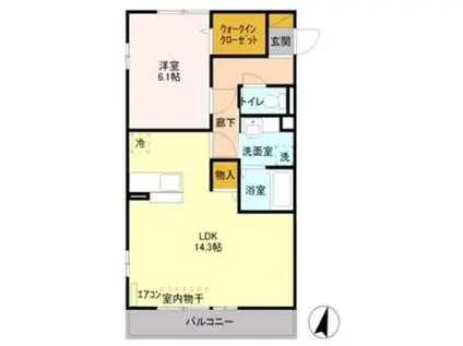 グリーンコーポ前川町(1LDK/1階)の間取り写真