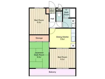 カステリヨ三光(3DK/2階)の間取り写真