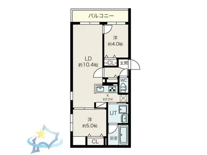 プエンテ発寒(2LDK/4階)の間取り写真