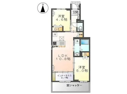 北方町中島字東郷AP(2LDK/1階)の間取り写真