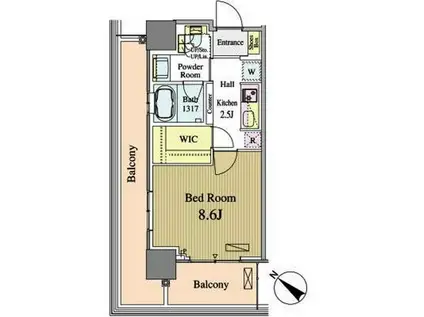 ルミレイス豊洲(1K/12階)の間取り写真