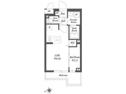 ブランシエスタ用賀(1LDK/2階)の間取り写真