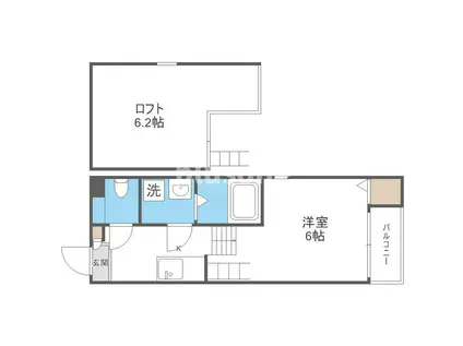 ハーモニーテラス加島(ワンルーム/2階)の間取り写真