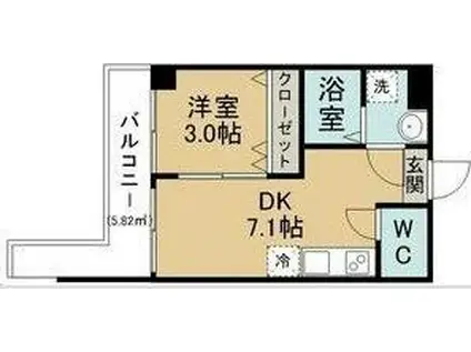 TERASU仙台(1DK/3階)の間取り写真
