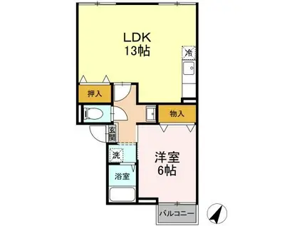 ヴェルドミール(1LDK/1階)の間取り写真