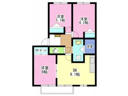フォブールせが(3DK/1階)の間取り写真