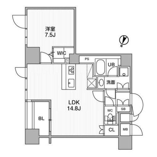 東神田テラスレジデンス(1LDK/10階)の間取り写真