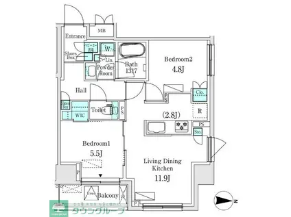 ASMACI MAISON両国I(2LDK/2階)の間取り写真