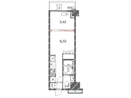 ジェノヴィア四谷三丁目グリーンヴェール(1DK/10階)の間取り写真