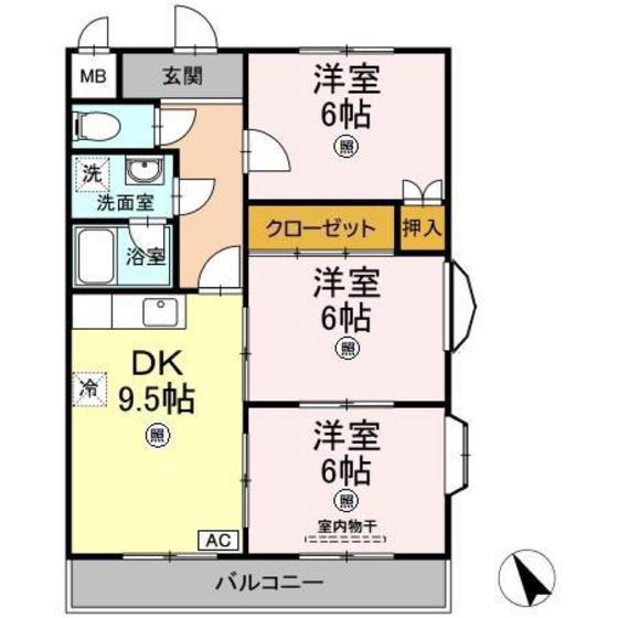アゼリア祇園(3DK/3階)の間取り写真