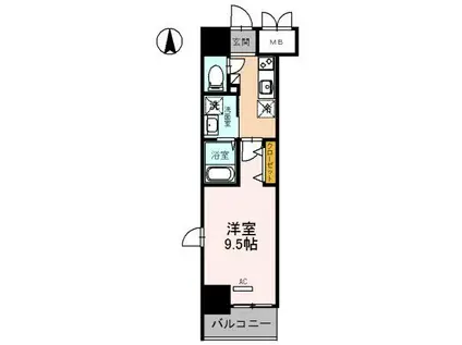 ロージェ泉中央(1K/2階)の間取り写真