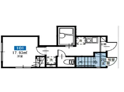 MELDIA鐘ヶ淵(1K/1階)の間取り写真