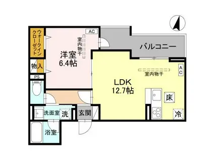 TORISIAS ゆいの杜6丁目 C棟(1LDK/1階)の間取り写真