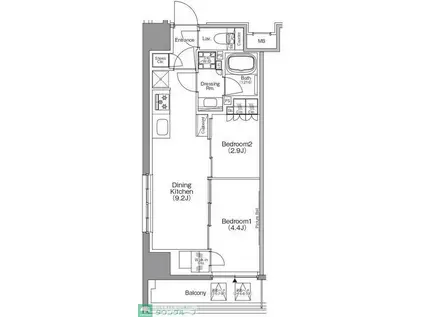 ザ・パークハビオ本所吾妻橋(2DK/8階)の間取り写真