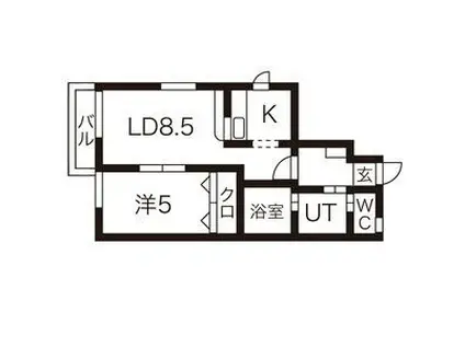 ジャンティ泉(1LDK/1階)の間取り写真