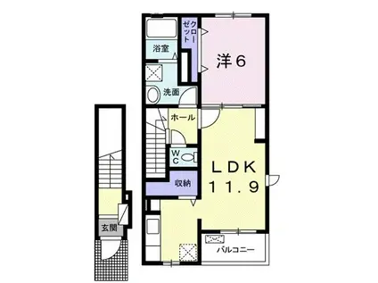 ルーベル柞原(1LDK/2階)の間取り写真