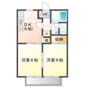 ビーライン日吉台A(2DK/1階)の間取り写真