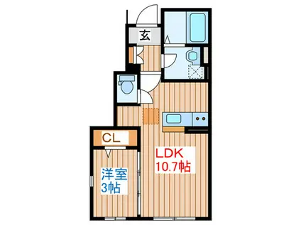 カーサ・フェリーチェ連坊(1LDK/1階)の間取り写真