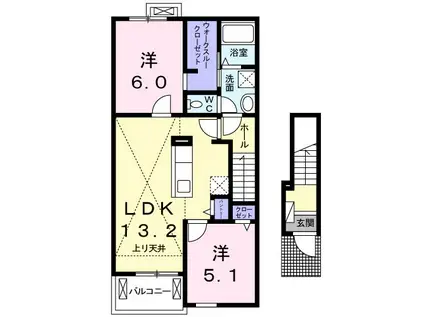 ビオーラ喜沢IV(2LDK/2階)の間取り写真