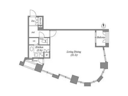 ルネ・パルティーレ汐留(1K/7階)の間取り写真