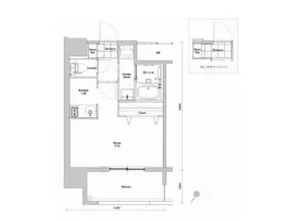 エンクレストベイ天神東Ⅲ(1K/4階)の間取り写真