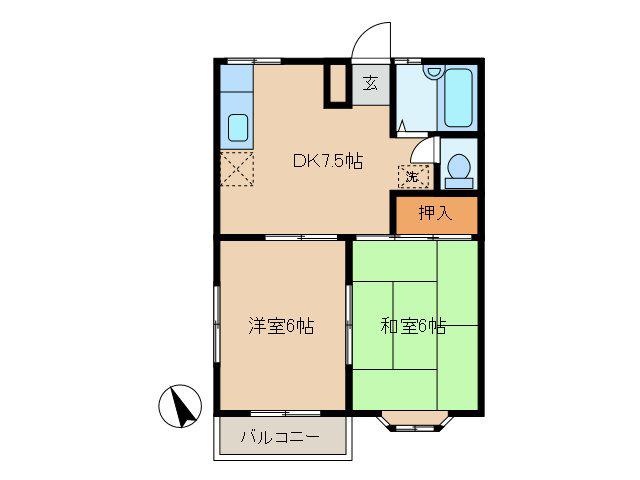 フルハウス宇田川 B(2DK/2階)の間取り写真