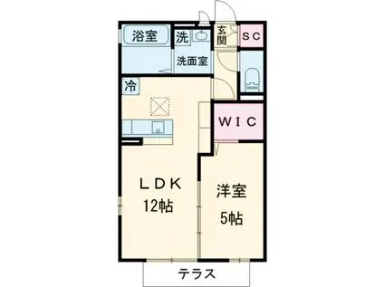 フローラルセントルージュ(1LDK/1階)の間取り写真