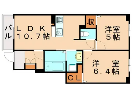 エレガンシア(2LDK/1階)の間取り写真
