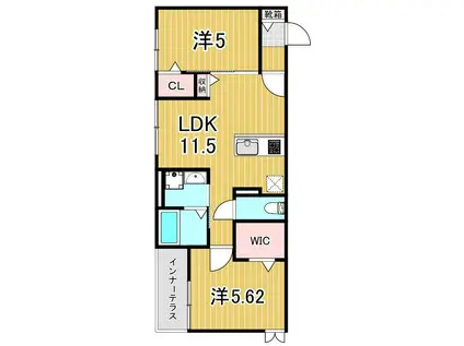 ソル プエンテ六町(2LDK/1階)の間取り写真
