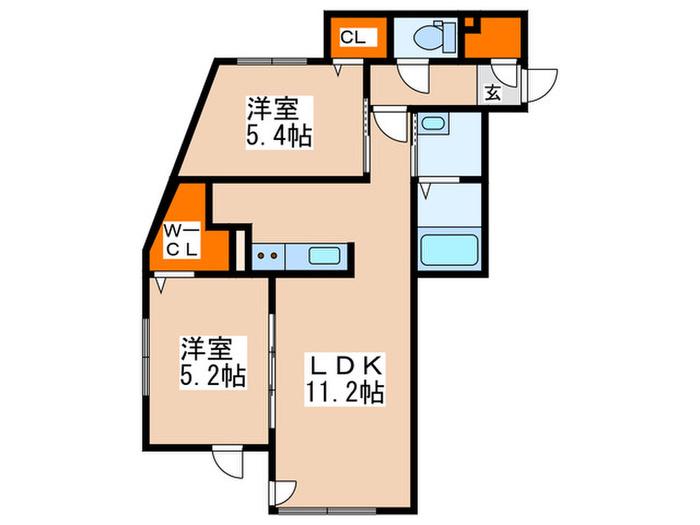 KINO(2LDK/4階)の間取り写真