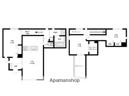 石川県金沢市 3階建 築10年(3LDK/1階)の間取り写真