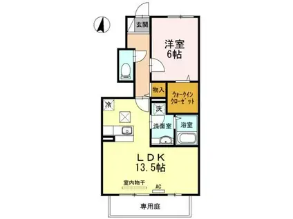 ガーデンクォーツ(1LDK/1階)の間取り写真