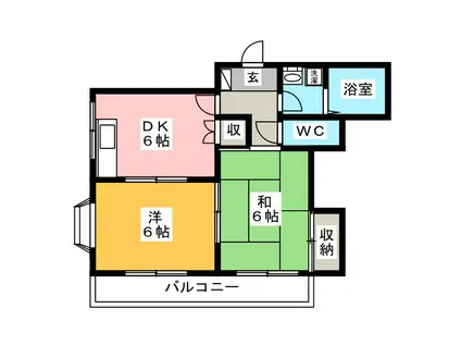 セゾンリーベ(2DK/1階)の間取り写真