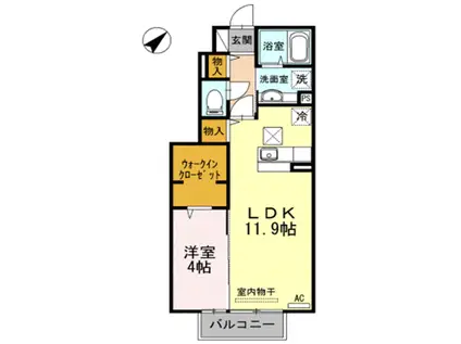 ヴィルセイン武久(1LDK/1階)の間取り写真