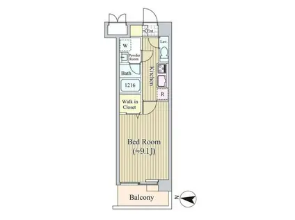 アリビオ西麻布(1K/8階)の間取り写真