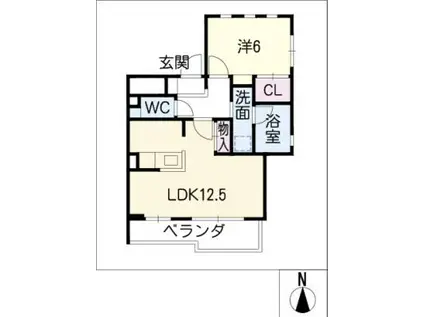 グラン・エスパスII(1LDK/3階)の間取り写真