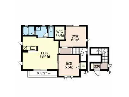 ラ・モーツァルト(2LDK/2階)の間取り写真