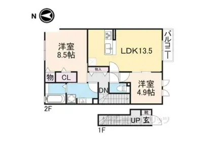 ソレイユ(2LDK/2階)の間取り写真