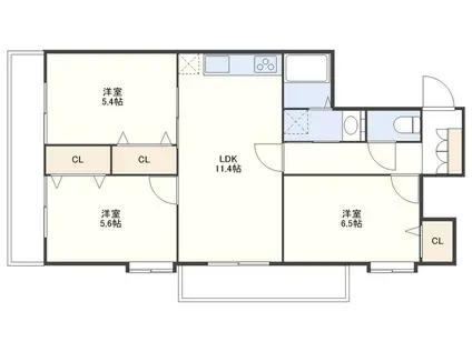 シーアンドスター赤迫(3LDK/3階)の間取り写真