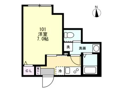 スキット本厚木(1K/1階)の間取り写真