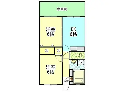 サンホワイトB214(2DK/1階)の間取り写真